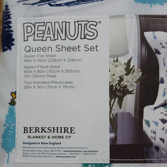 Peanuts Queen Sheet Set By Berkshire Holiday Trees Christmas Polyester - Picture 5 of 9
